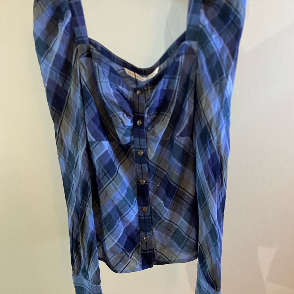 NWOT Veronica Beard Frankie Puff Sleeve Plaid Blouse M